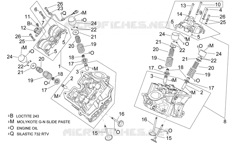 Cylinder head and valves
