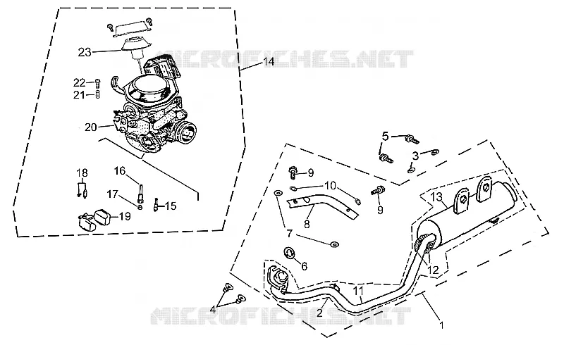 Exhaust unit-Carburettor